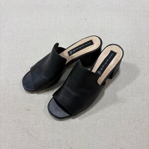 Y2K 90s Steve Madden Women Chunky 2" Heel Size 7.5 Black Office Siren Open Toe